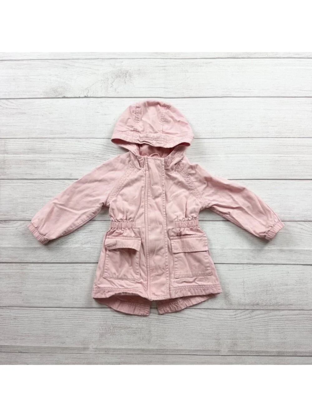 Old Navy Baby Girls Hooded Pink Lightweight Jacket Snap Front 18-24 Months